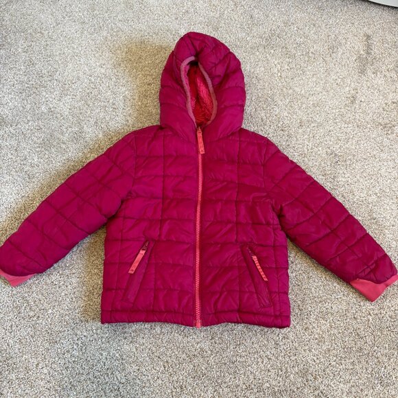 Kids Quilted Puffer Jacket Pink Size 4T Hooded Soft Warm - Picture 2 of 13